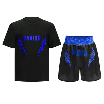 Muay Thai T-shirt Shorts Boxing Outfit 2025 New Kids Boys Martial Arts Fighting Costume Set for Kickboxing Training Boxing Match