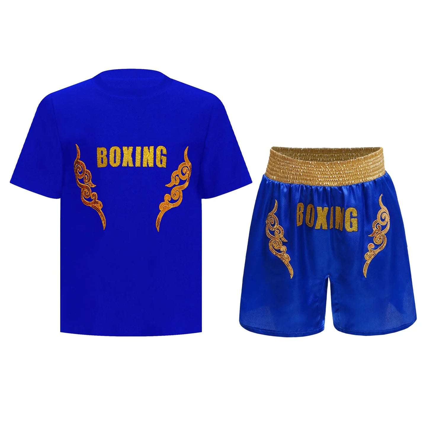 Muay Thai T-shirt Shorts Boxing Outfit 2025 New Kids Boys Martial Arts Fighting Costume Set for Kickboxing Training Boxing Match