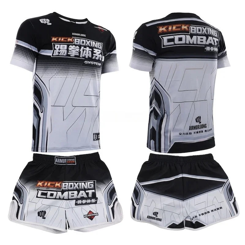 Muay Thai Training Set Multi-Color Cage Fight Shorts And T-Shirt Gym Uniform for Men And Women Kickboxing Boxing Martial Arts