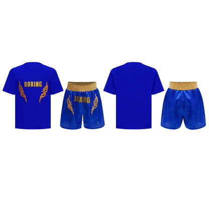 Muay Thai T-shirt Shorts Boxing Outfit 2025 New Kids Boys Martial Arts Fighting Costume Set for Kickboxing Training Boxing Match
