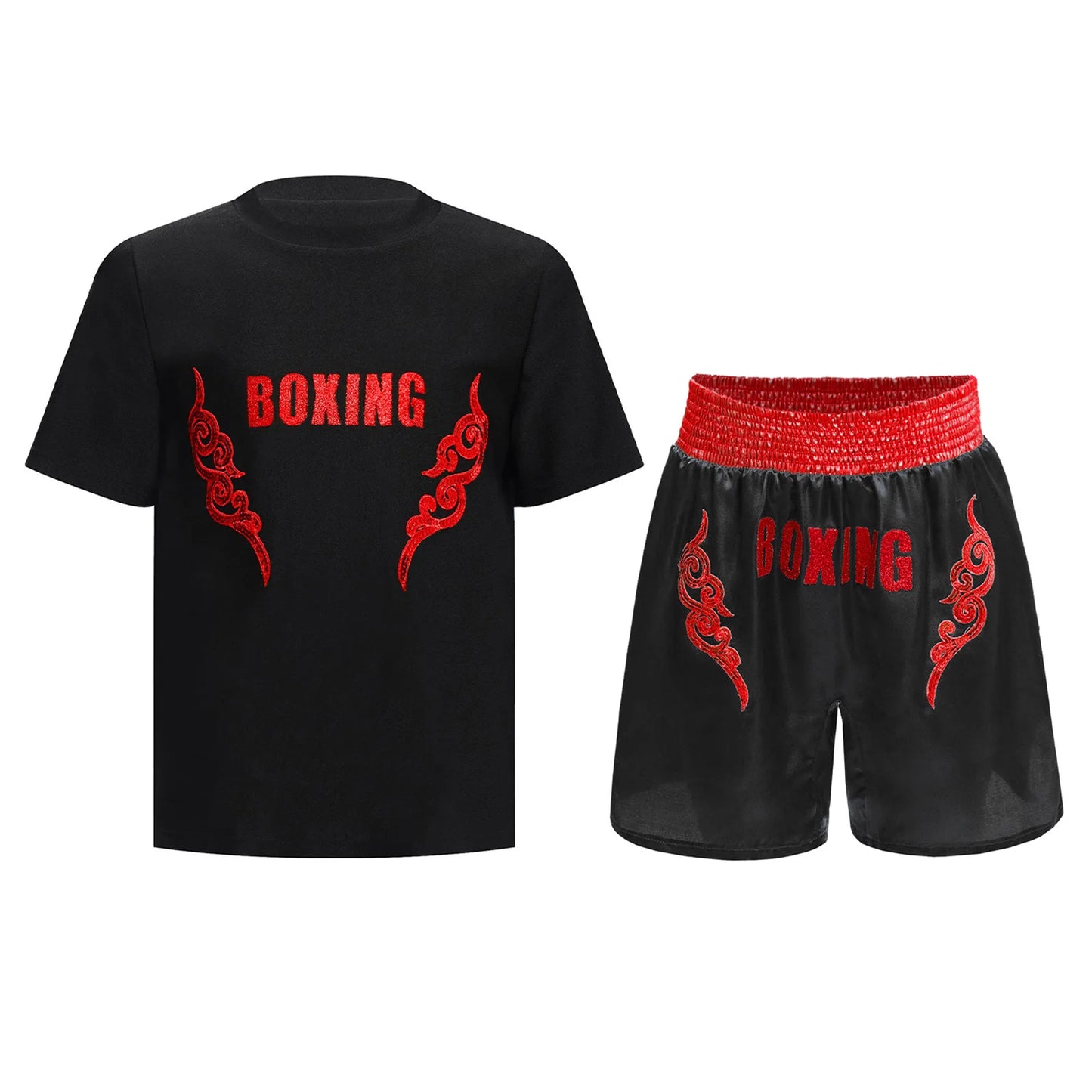Muay Thai T-shirt Shorts Boxing Outfit 2025 New Kids Boys Martial Arts Fighting Costume Set for Kickboxing Training Boxing Match