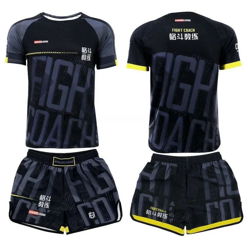 Muay Thai Training Set Multi-Color Cage Fight Shorts And T-Shirt Gym Uniform for Men And Women Kickboxing Boxing Martial Arts