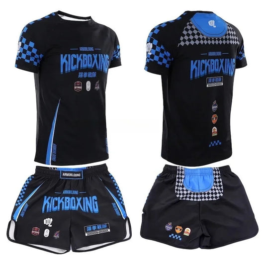 Muay Thai Training Set Multi-Color Cage Fight Shorts And T-Shirt Gym Uniform for Men And Women Kickboxing Boxing Martial Arts